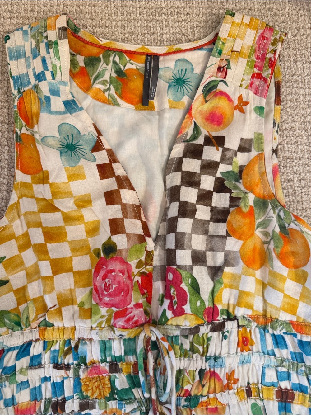 Anthropologie Floral, Fruit & Check Tiered Maxi Dress - Multicolor - Picture 5 of 7